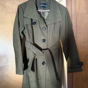 Army green women’s wool blend coat